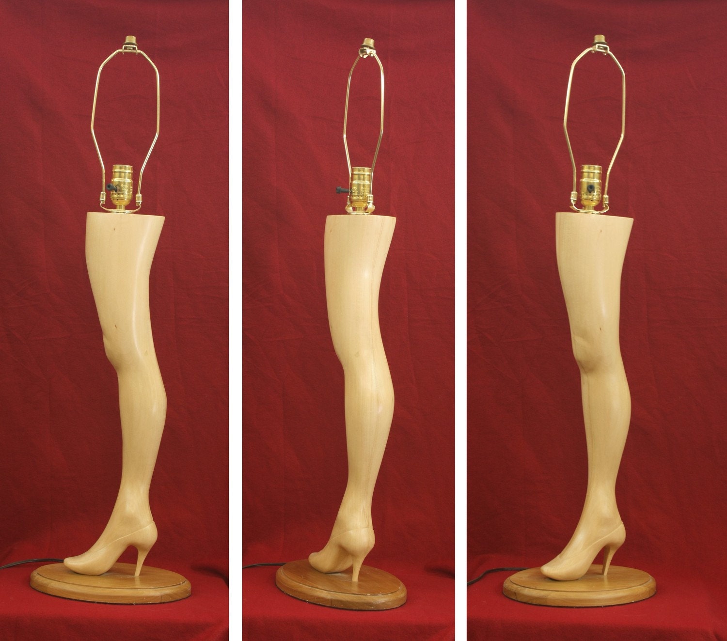 Hand Carved Wood Leg Lamp