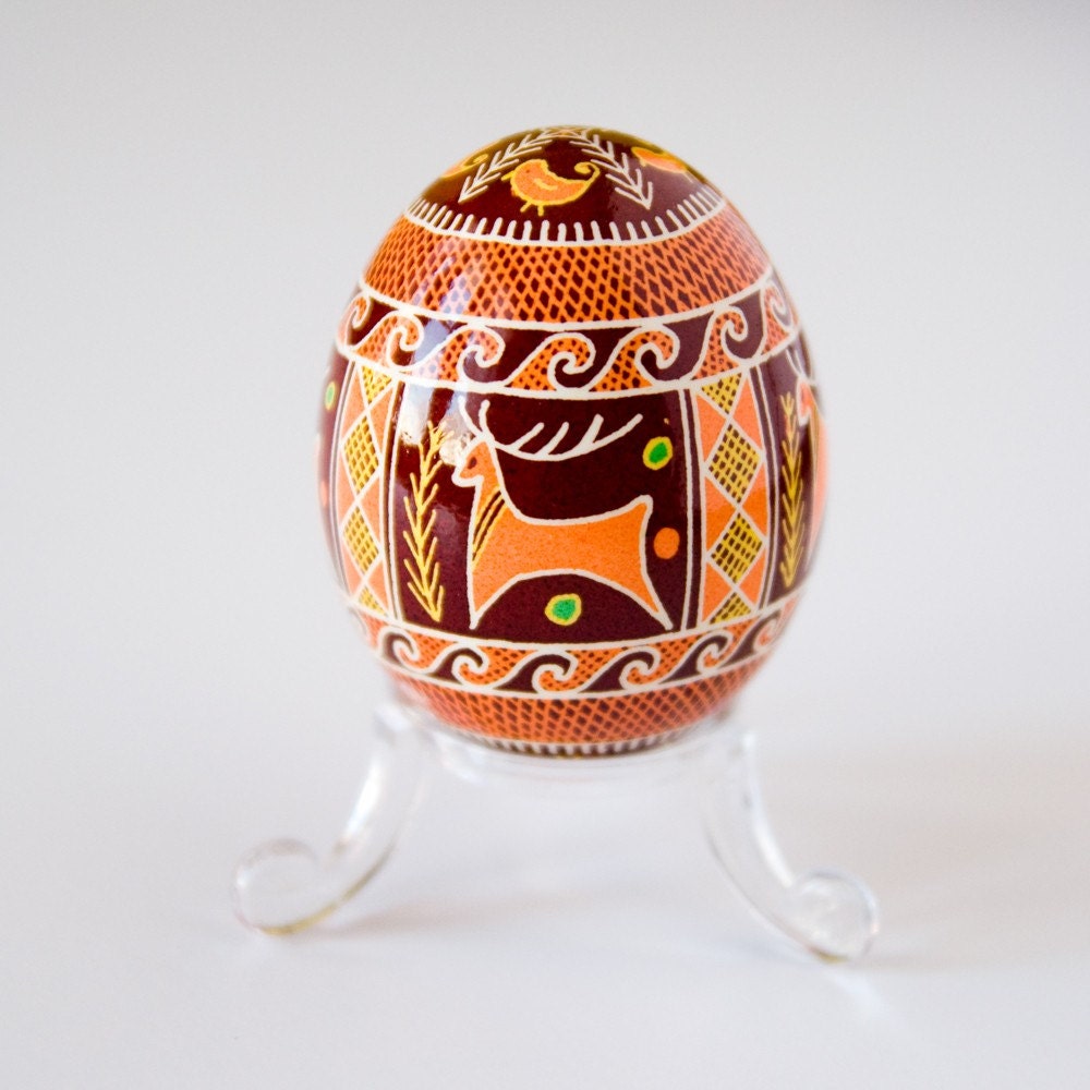 Ukrainian Easter Egg - Oh Deer (with simple stand included)