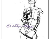 5X7 Fine Art Fashion Gesture Drawing