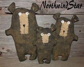 Primitive Bear Doll Folk Art Ornies Basket Fillers Tucks