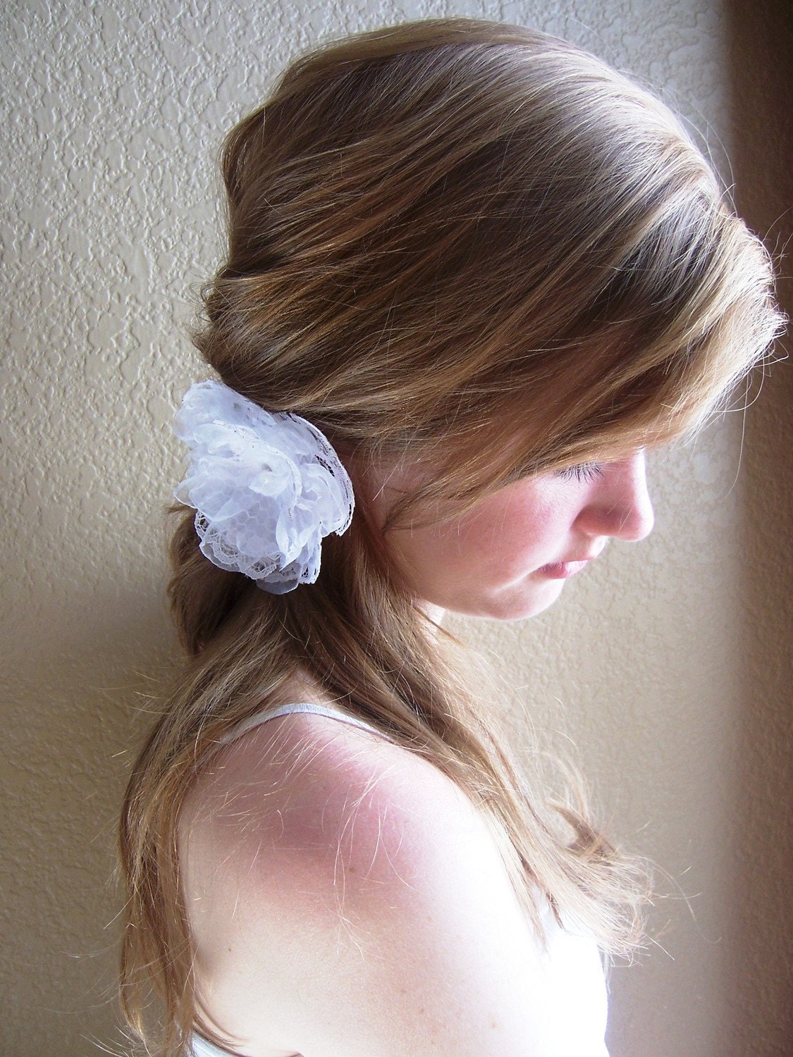 Single Vintage Inspired Organza Flower Clip