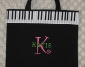 Pink 'n Lime PIANO personalized music lesson student book bag piano keyboard tote bag birthday recital gift idea