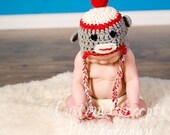 0-6 month Sock Monkey Hat