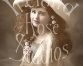 Ruby-French Postcard-Victorian Girl-Digital Image Download