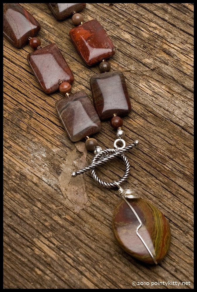 Where Hopes Merge - Rainbow jasper and Bail silver necklace with tiger iron pendant