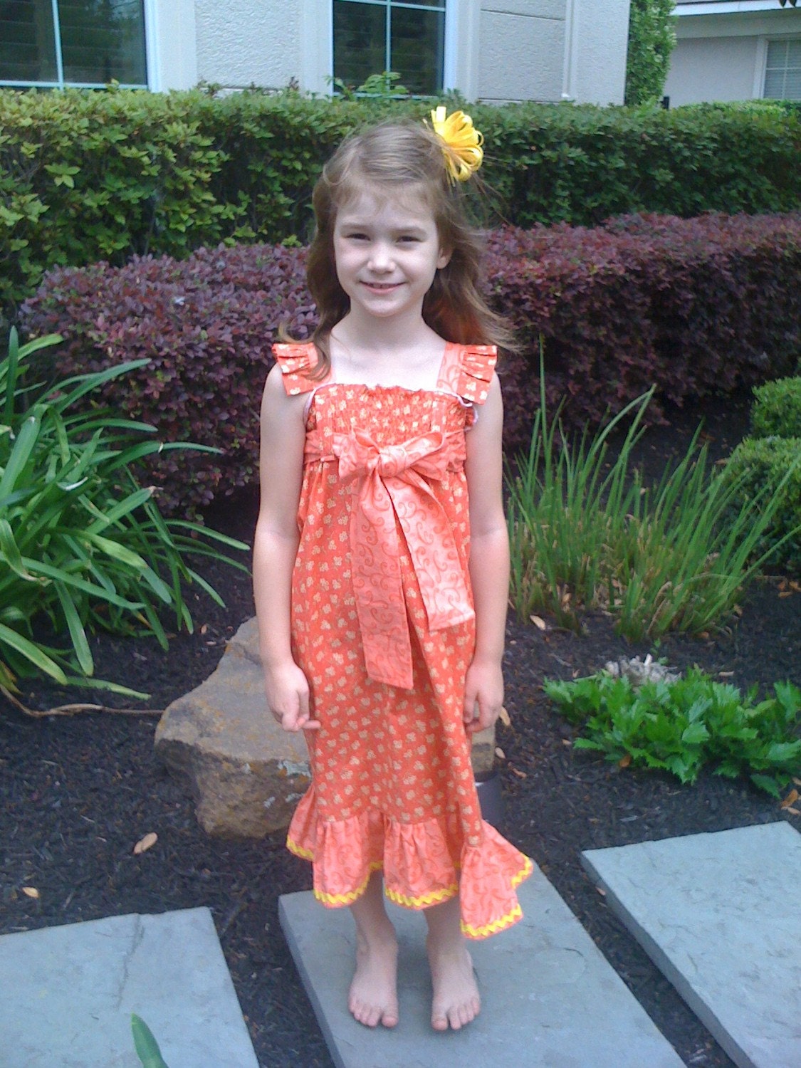 Sundress - orange - ruffle - smocked  2 3 4 5 6 7 8