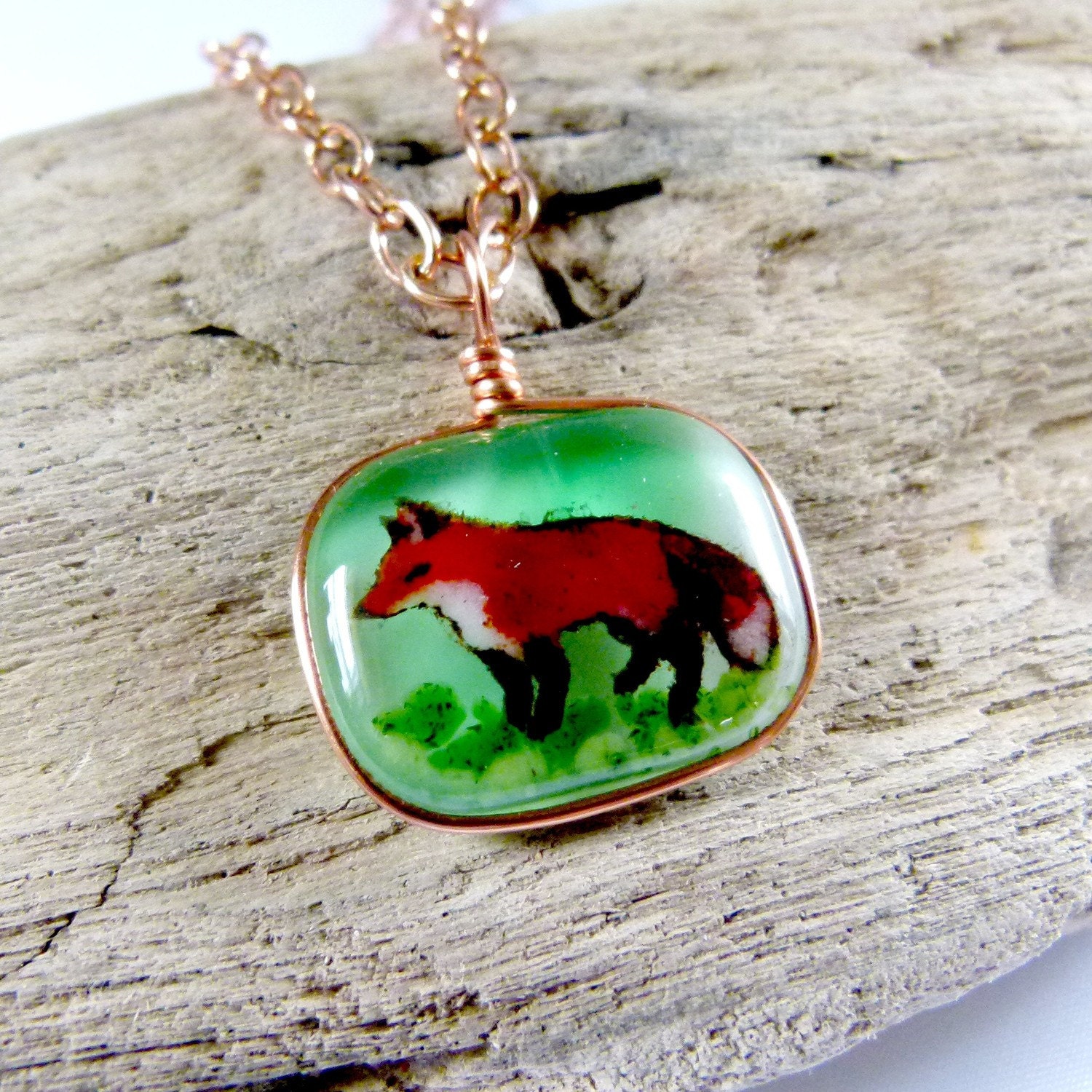 Fox  -  fused glass pendant