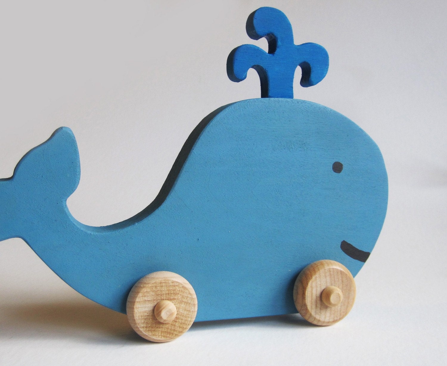 Wooden Whale Push Toy- Waldorf- Eco-friendly- Toddler fun