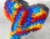 Rainbow Plump heart - knitted wool