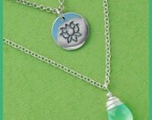 Lotus Flower and Blue Chalcedony Sterling Silver Double Strand Necklace