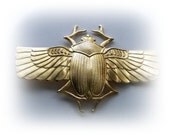 2 - Large Scarab Beetle With Wings Brass Jewelry Findings - Brass Stampings (C)