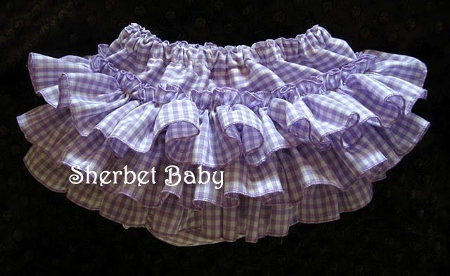 Lavender Purple Gingham Sassy Pants Ruffle Diaper Cover Bloomers with Bow