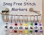 Knitting Stitch Markers, Letters, SnagFree, SUPER SALE Extra Small Loop Alphabet  A to H Set of 8