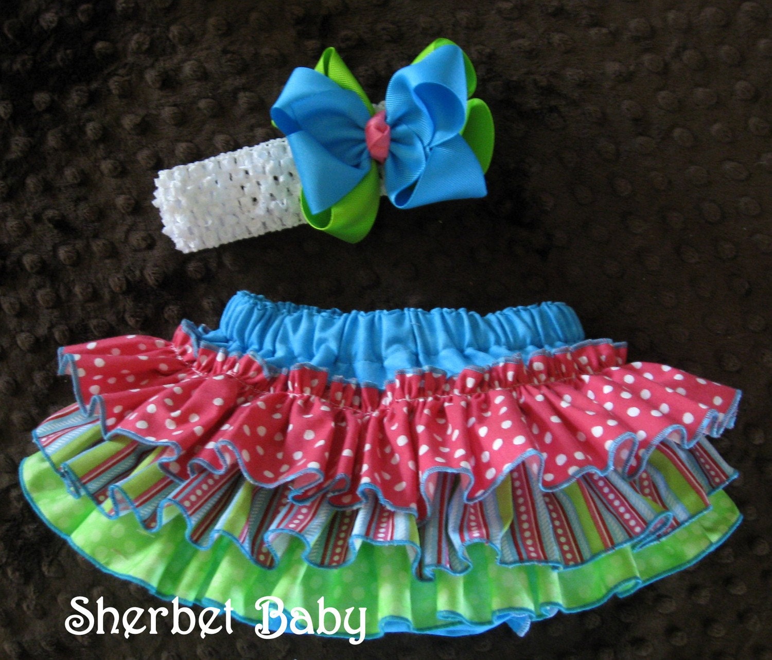 Sassy Pants Ruffled Diaper Cover Candy Shop 3 Headband and Double Stack Hairbow
