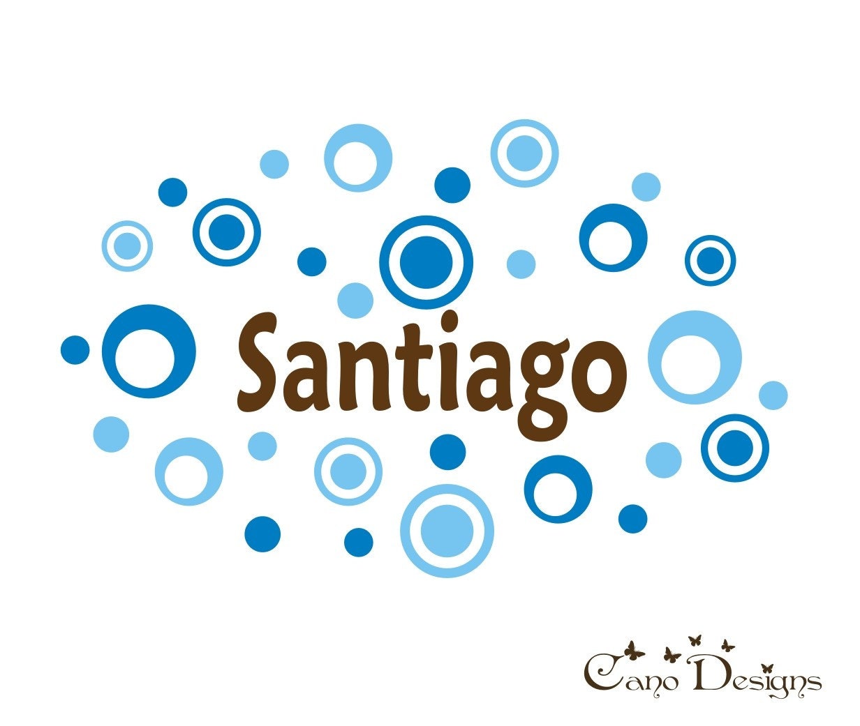 Personalized Name With Dots and Rings, Custom Vinyl wall decals stickers, nursery, kids & teens room, removable decals stickers