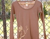 yoga and cherry blossom brown organic cotton long sleeve