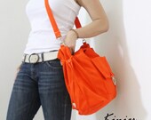 EZ Canvas Bag in Orange - Double Strap Shoulder Bag / Tote / Cross Body Messenger