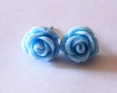 Powder Blue Mini Rose Earrings