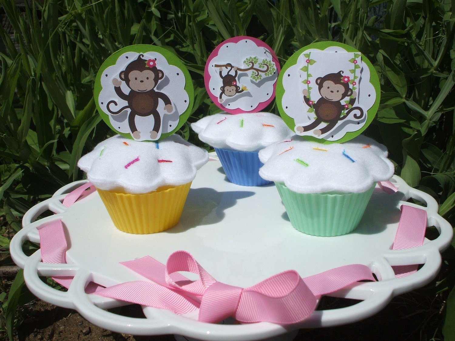 Funky Monkey ( girl) Set of 12 cupcake toppers Il_170x135
