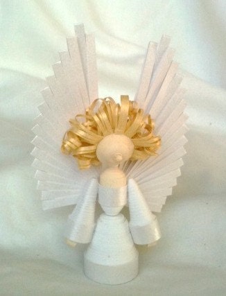 Angel Ornament Quilled Paper in Bright Christmas White with Gold