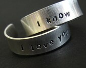 Star Wars Rings Han & Leia -Pair of Adjustable Sterling Silver Rings- Hand Stamped