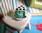 Slice of Mint Green Cake Necklace with Swarovski Crystals