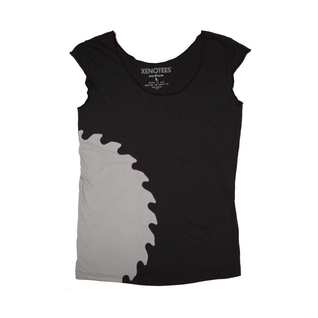 Giant Saw Blade / Womens Tshirt in Black,  Small, Medium, Large, or X-Large : clothing / unique gift for her / american apparel