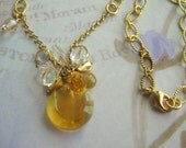 Golden Crystal Cluster Necklace, Sale Jewelry