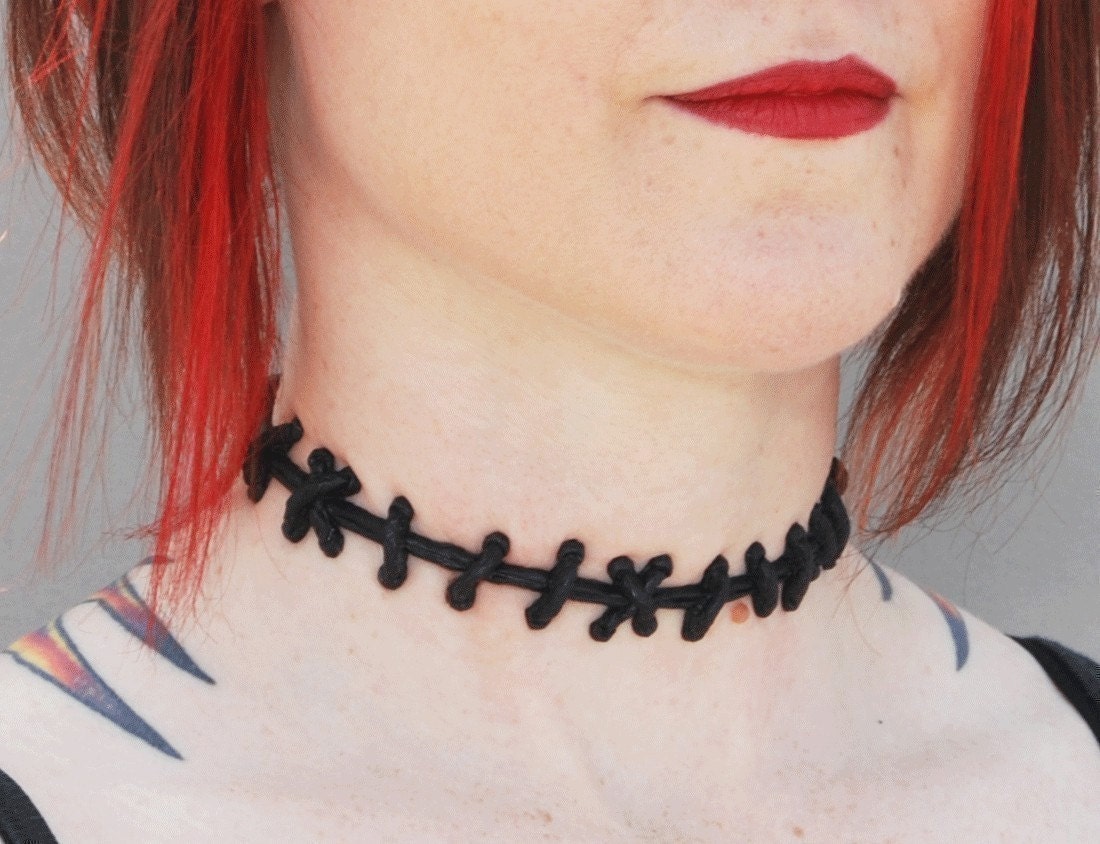 Halloween Jewelry- Bride of Frankenstein - The Original stitches choker and Bracelets - 3PC Set