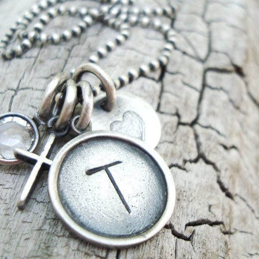 rustic charming initial... personalized handstamped sterling silver necklace