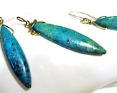 Artisan Wire Wrapped Turquoise Earring Pendant Set