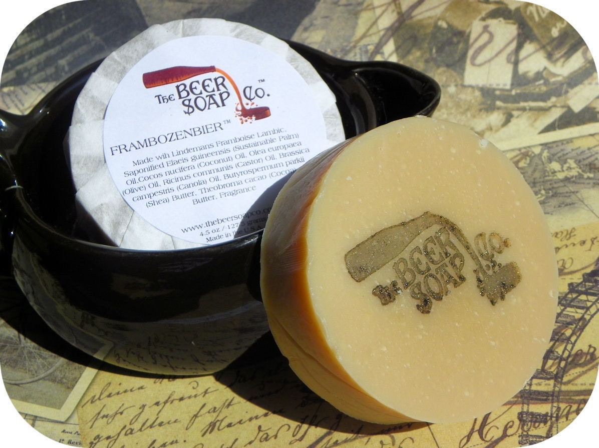 Handmade Soap Gifts For Men - Frambozenbier Beer Soap - Made with Lindermanns Framboise Belgian Lambic Ale