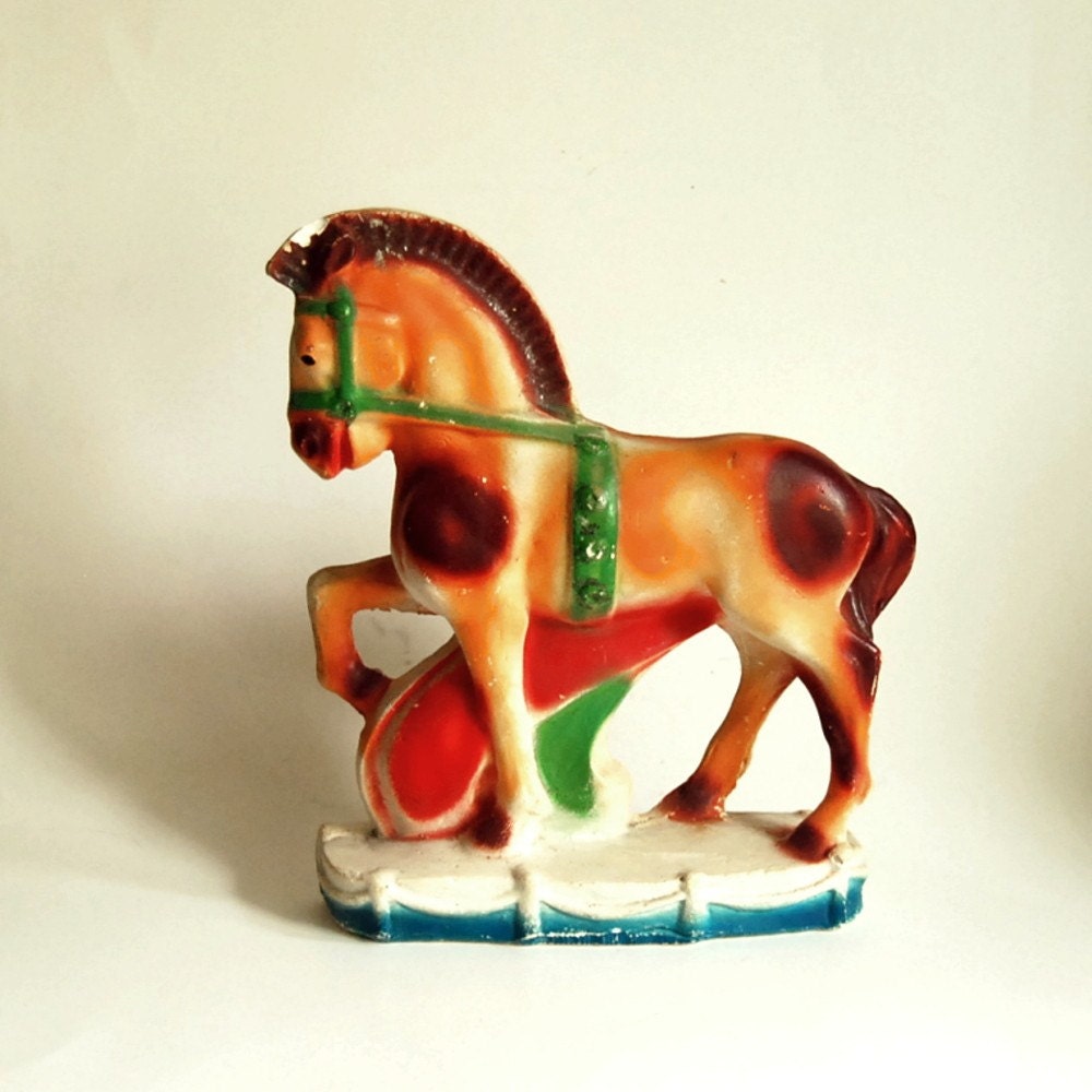 Vintage Statue Carnival Chalkware Statue Animal Horse Carnival Prize