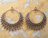 2 Antique Gold Filigree Hoops -  Trinity Brass Co.  LOW SHIPPING