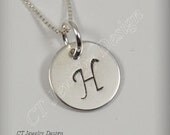 Hand Stamped Personalized Sterling Silver Jewelry Necklace Initial Charm Pendant
