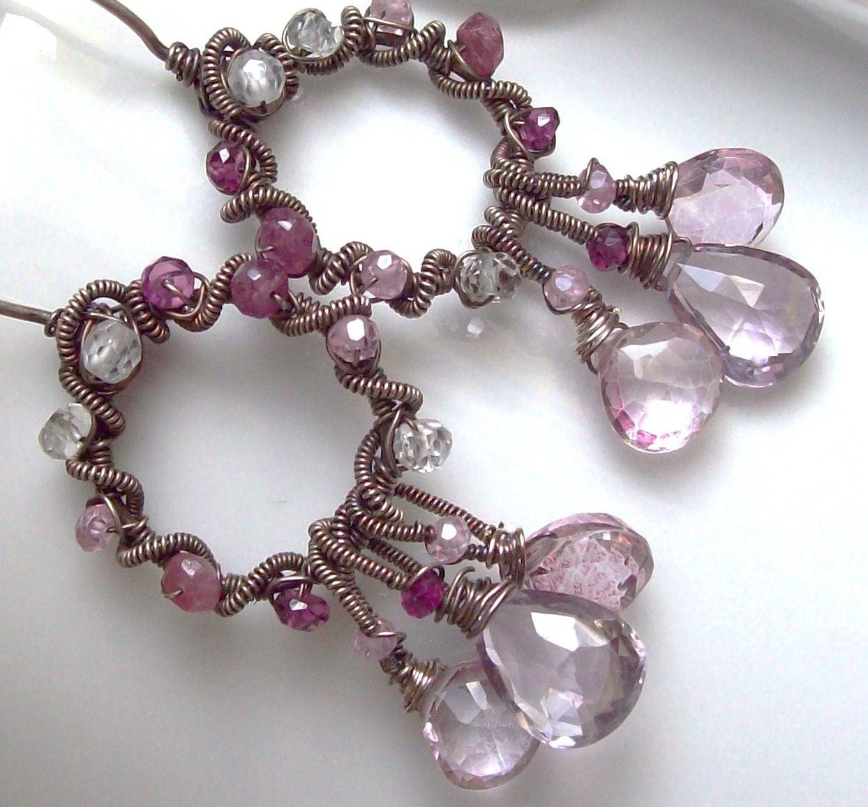 secret garden rose de france amethyst earrings