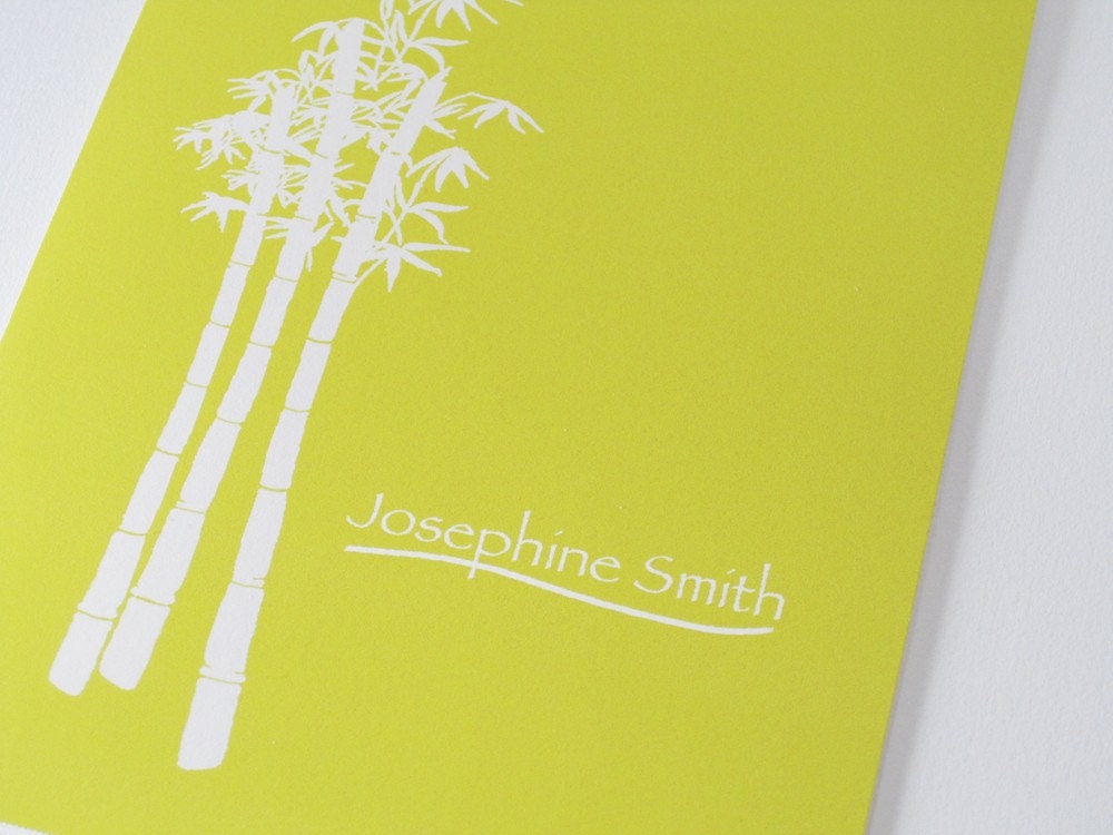 Personalized Note Card Set - Green Bamboo
