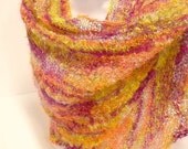 Hand Knit Shawl in Shades of a Sunset