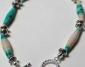 Paper Bead and Sterling Silver Bracelet---Carribean Cruise