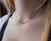 Everyday Ruby - simple ruby gemstone and sterling silver neckalace July Birthstone