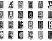 Alphabet Letter Art Photography A B C D E F G H I J K L M N O P 4x6 Black and White with Optional Mat & Framing available
