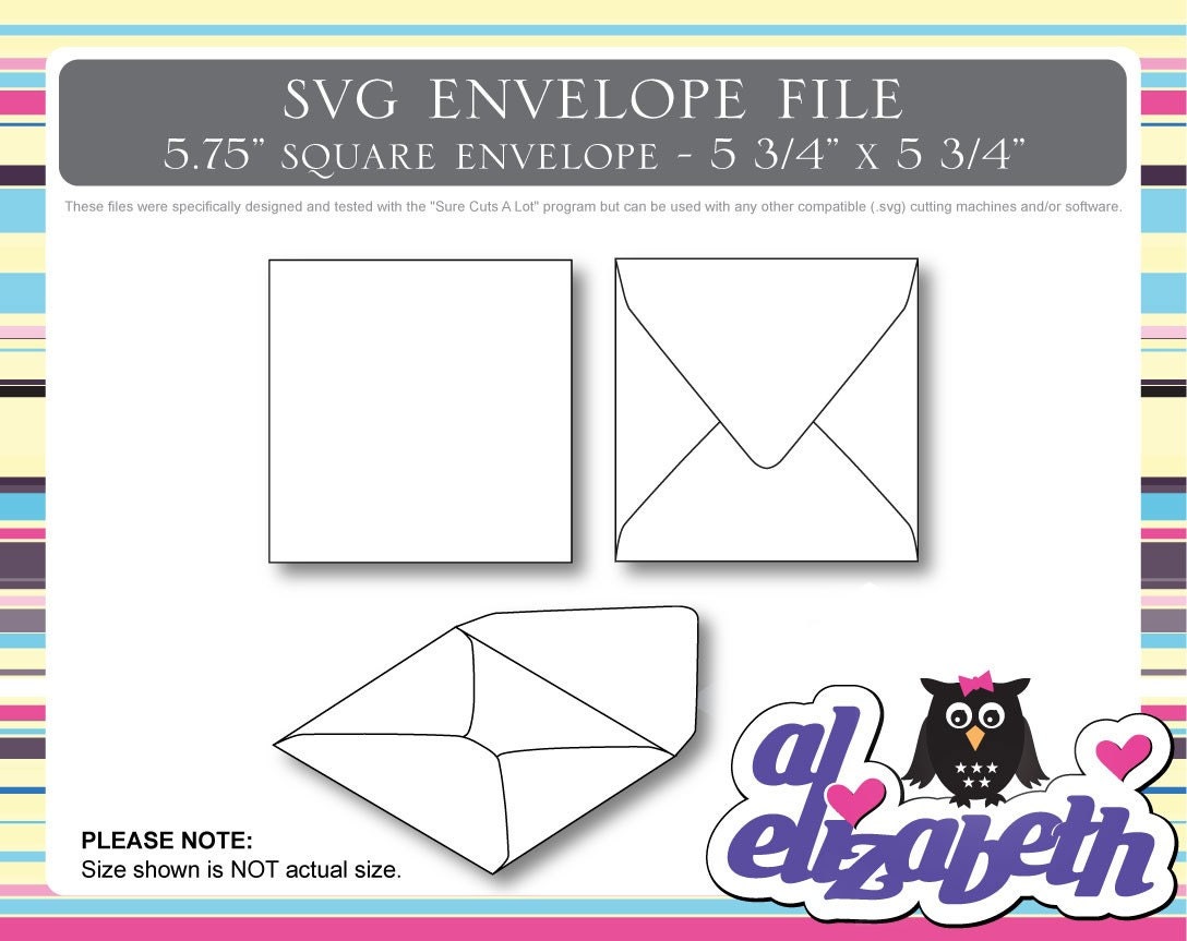 Square Envelope SVG / Cut / Digital / Cricut Cut File w/ 12 Liners