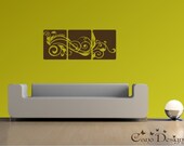 3 Panel Swirl Viny Wall Decal - Vinyl Home Decor Sticker