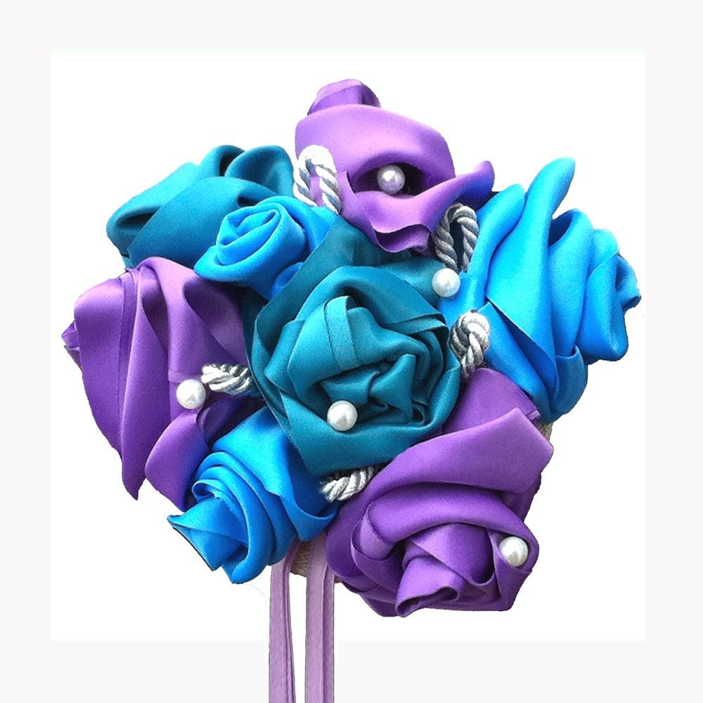 Lavender, Blue and Light Teal Satin Roses Easter or Bridesmaid Spring Fascinator Hat with Ribbons