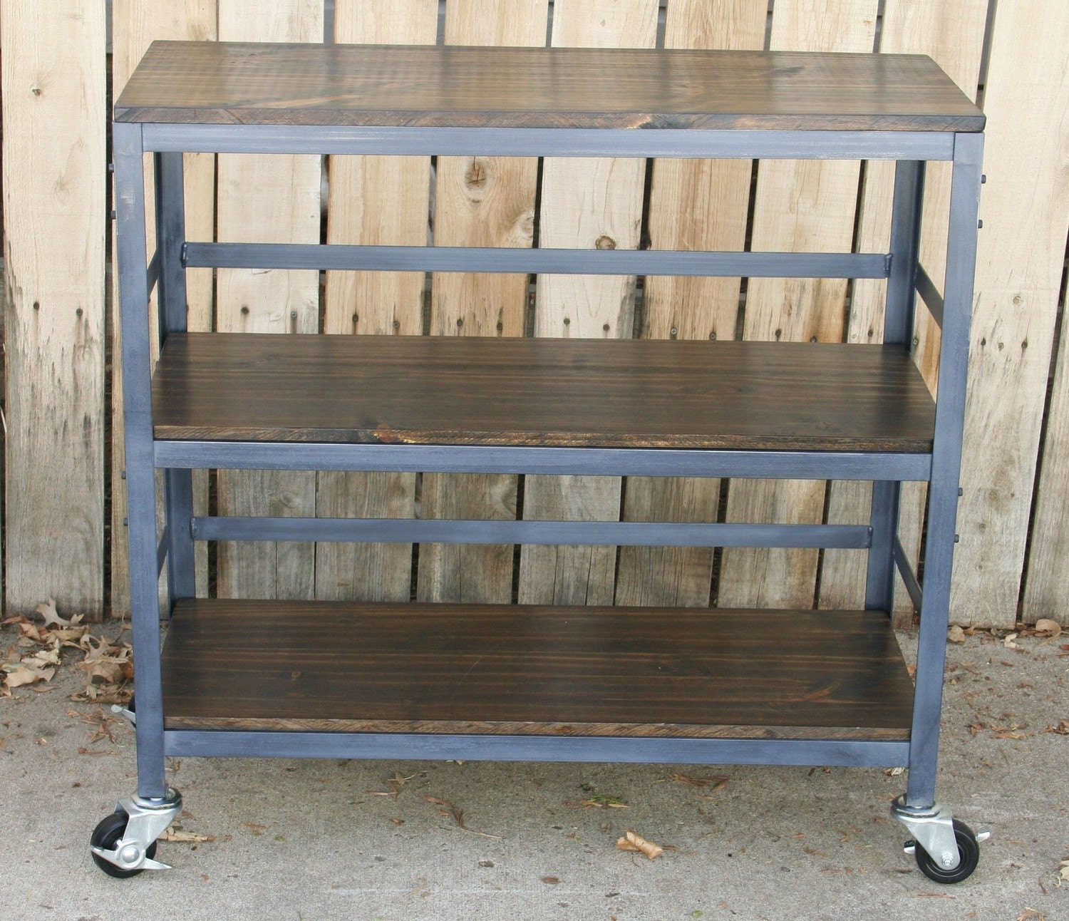 Handmade scrap metal and wood table