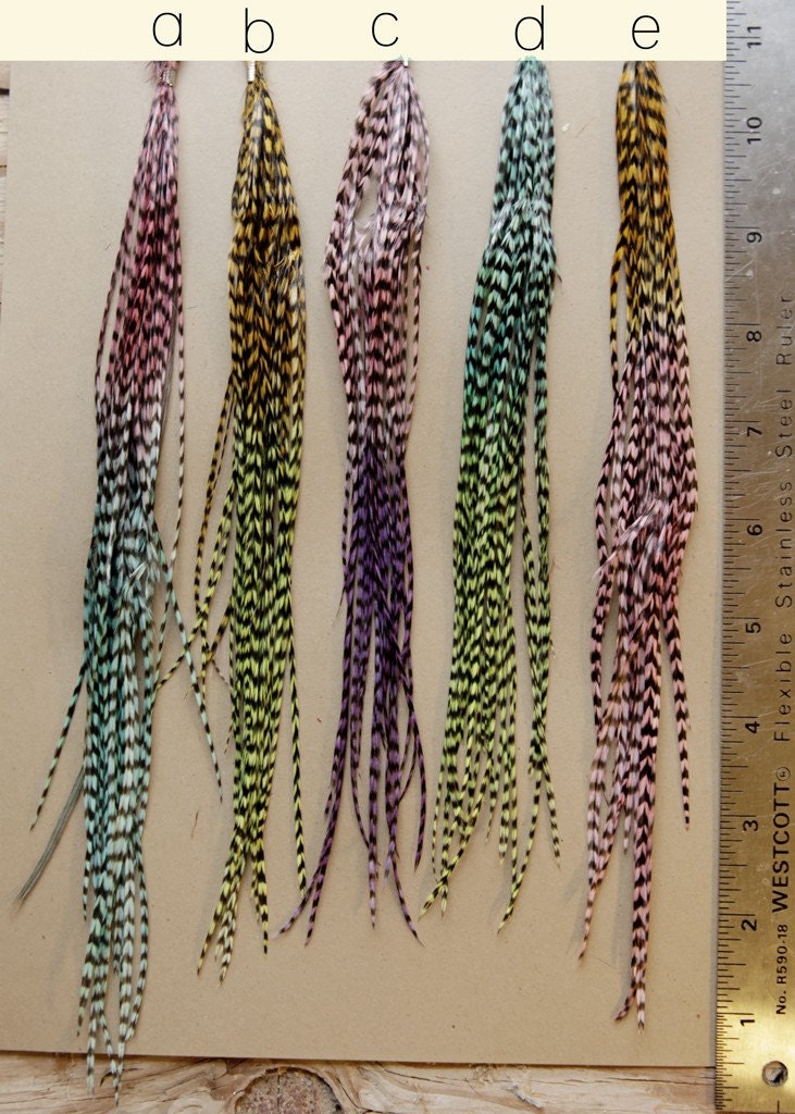 you pick 1 dozen feathers, hand dyed, very unique and rare colors. perfect for hair extensions, with 4 FREE silicon micro links