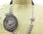 Plain Jane-  tie necklace, with Viintage link necklace, and REMOVABLE flower brooch
