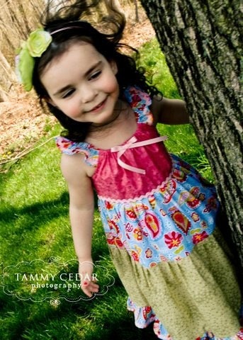 Peasant Dress - pink - blue- paisley - custom