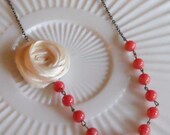 Cream Rosette Necklace