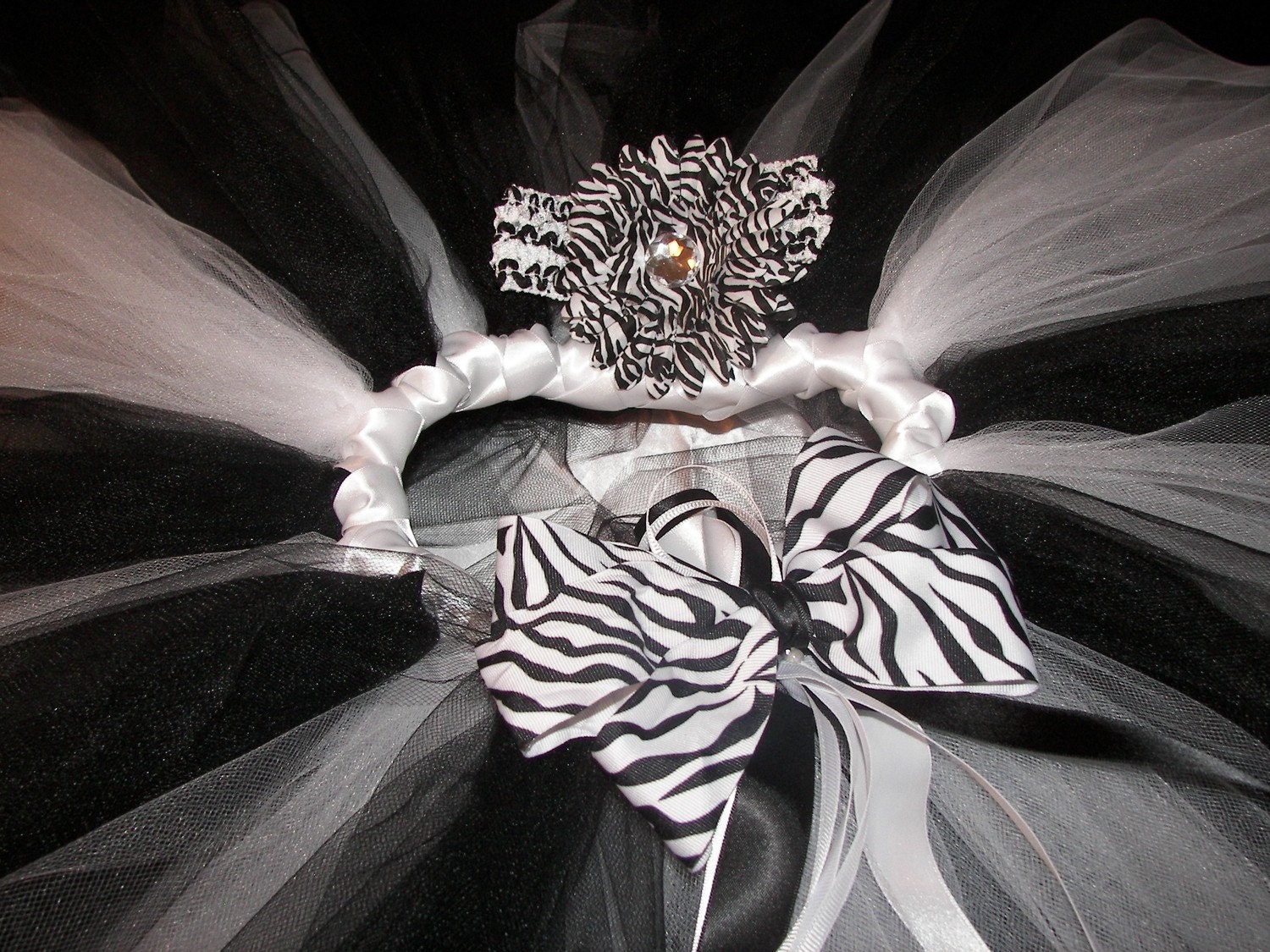 BABIES 1ST Birthday Zebra Tutu Set--Includes matching flower on a lined alligator clip--Lots of Bling-